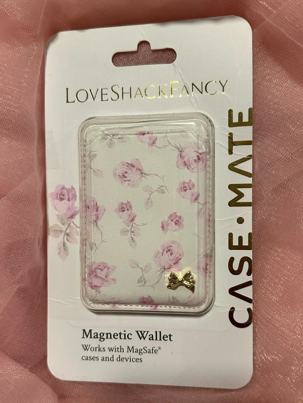 LoveShackFancy x Target - Case-Mate Ribbon Rosa Flora Magnetic Cardholder
